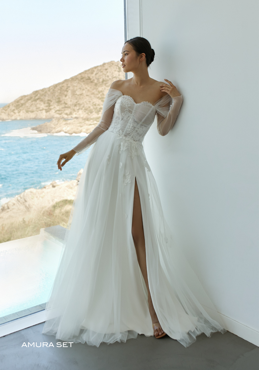 Le Rina 2024 Standesamtkleid AMURA SET 01 Angelex Princess das Hochzeitshaus Brautmode in Singen